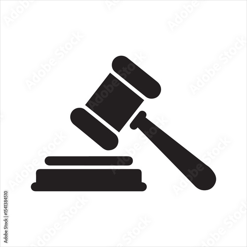 Judge Gavel Silhouette Icon for Law and Auction Concept