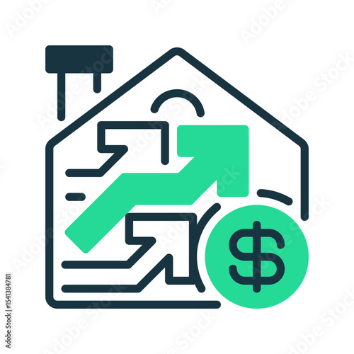 Property Value Growth line icon. Universal creative premium symbol. Vector sign icon logo template. Vector illustration