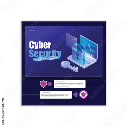 Cyber security squared flyer template
