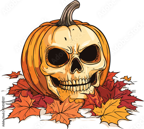 halloween pumpkin with skull and bones