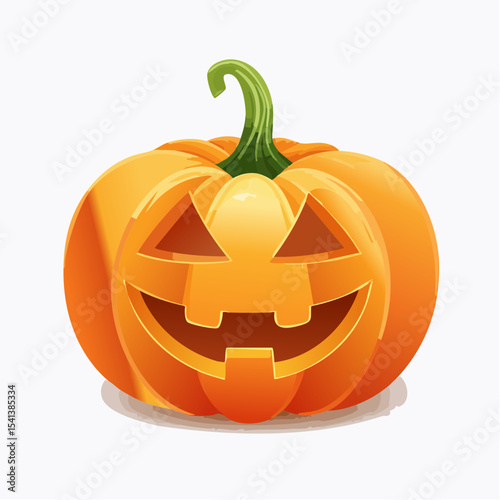 Jack-o'-Lantern: A festive carved pumpkin, illuminated with a friendly and inviting smile, ready to light up the night with Halloween spirit.