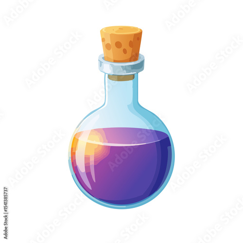 Magic Potion Elixir in a Vial: A captivating illustration of a magical potion, sealed within a clear glass vial with a cork stopper. The elixir's vibrant, glowing liquid adds an air of mystique.