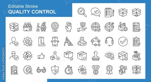 Editable Stroke Quality Control Icons 40+ Line Icons for Process, Assurance, and Management