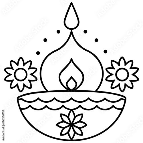 Diwali  line art vector