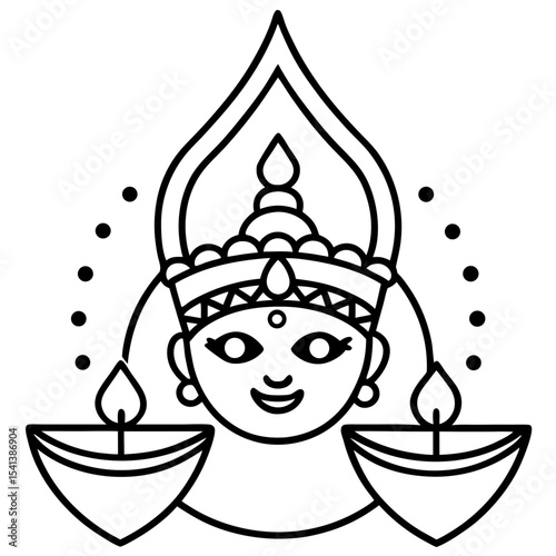 Diwali  line art vector