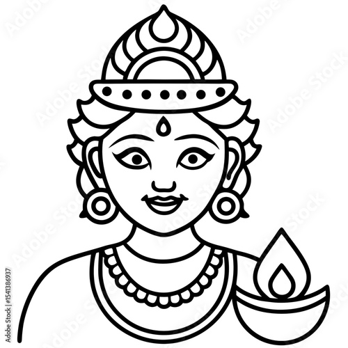 Diwali  line art vector