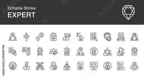 Expert Line Icons Editable Stroke Vector Pack for Professionals
