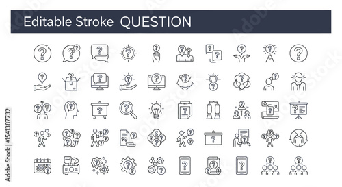 Editable Stroke Question Mark Icons A Comprehensive Collection for Design