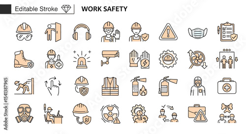 Essential Workplace Safety Icons Editable Stroke Vector Illustrations