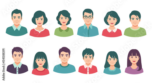Vector Illustration of Diverse, Stylized, Elderly People Portraits
