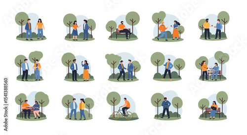 Diverse People Engaging in Casual Interactions in a Park Setting