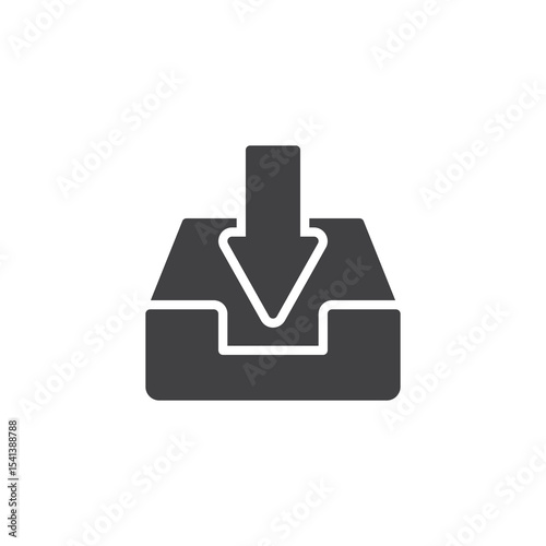 Inbox tray solid glyph icon