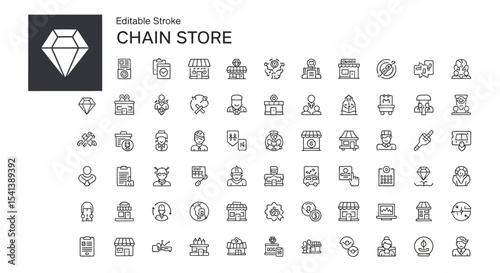 Comprehensive Chain Store Icon Set Retail, Business, and Management Icons