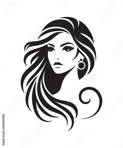 Beauty woman Face and hair style logo vector, woman Face vector illustration.