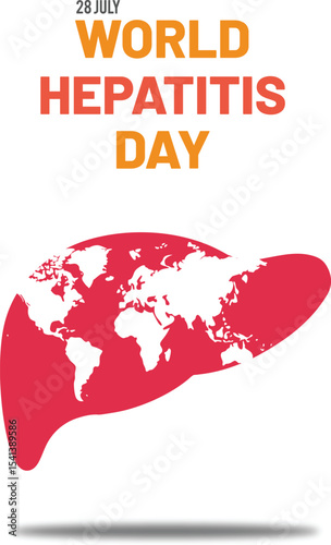 World hepatitis day illustration featuring a liver shape and world map graphics