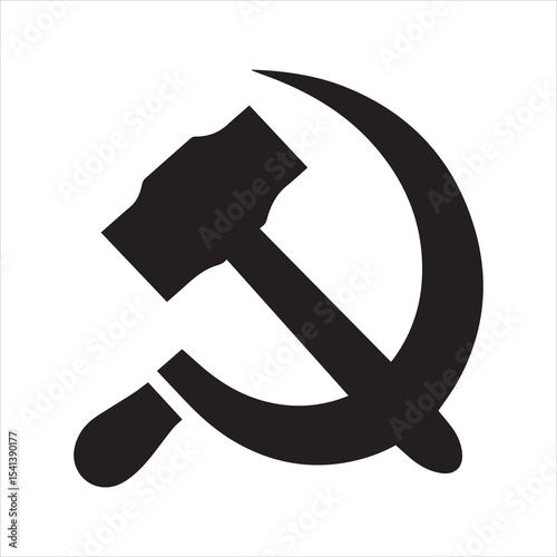 Hammer and Sickle Silhouette Symbol Icon for Political and Historical Concepts
