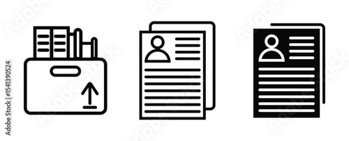 Invoice payment icon pack. vector illustration. Personal documents icon in black filled and outlined style