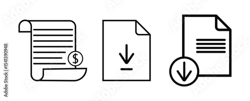 Invoice payment icon pack. vector illustration. Personal documents icon in black filled and outlined style