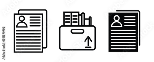 Invoice payment icon pack. vector illustration. Personal documents icon in black filled and outlined style