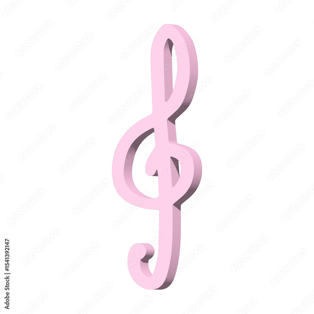 3d treble clef. Hand drawn musical symbol. Single element for print, web, design, decor, logo 3d treble clef. Hand drawn musical symbol. Single element for print, web, design, decor, logo