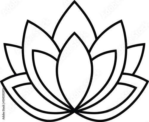 Elegant lotus flower line art with minimal symmetrical petals