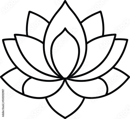 Simple lotus blossom in clean black line style