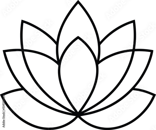 Lotus icon with clean line art and perfect symmetry