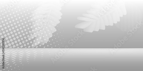 Background White Wall Studio.Kitchen Room with Light,Shadow on Desk,Empty Backdrop Grey Podium Display with for Cosmetic Product,Interior Room. Vector illustration