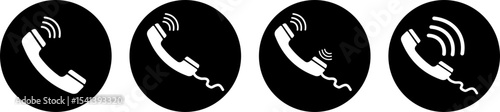 Phone tube call icon set. Phone receiver isolated on black background. Vector illustration.