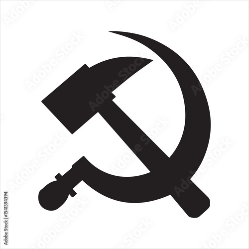 Hammer and Sickle Silhouette Symbol Icon for Political and Historical Concepts