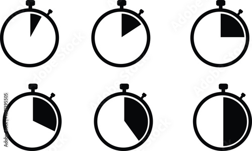 vector image of timer 5 minutes, 10 minutes, 15 minutes, 20 minutes, 25 minutes, 30 minutes