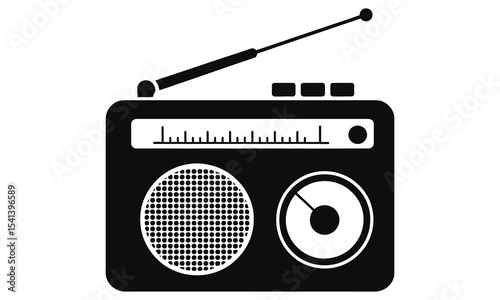 retro radio isolated on white