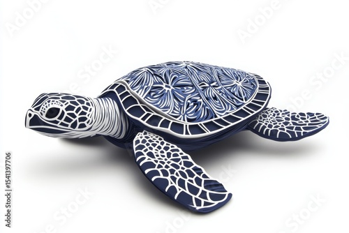 Marine life concept illustrated by ocean sea turtle in paper cut design