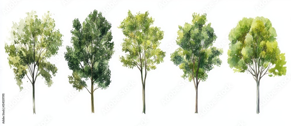 Fototapeta premium Trees drawn by hand for architectural and landscape design purposes