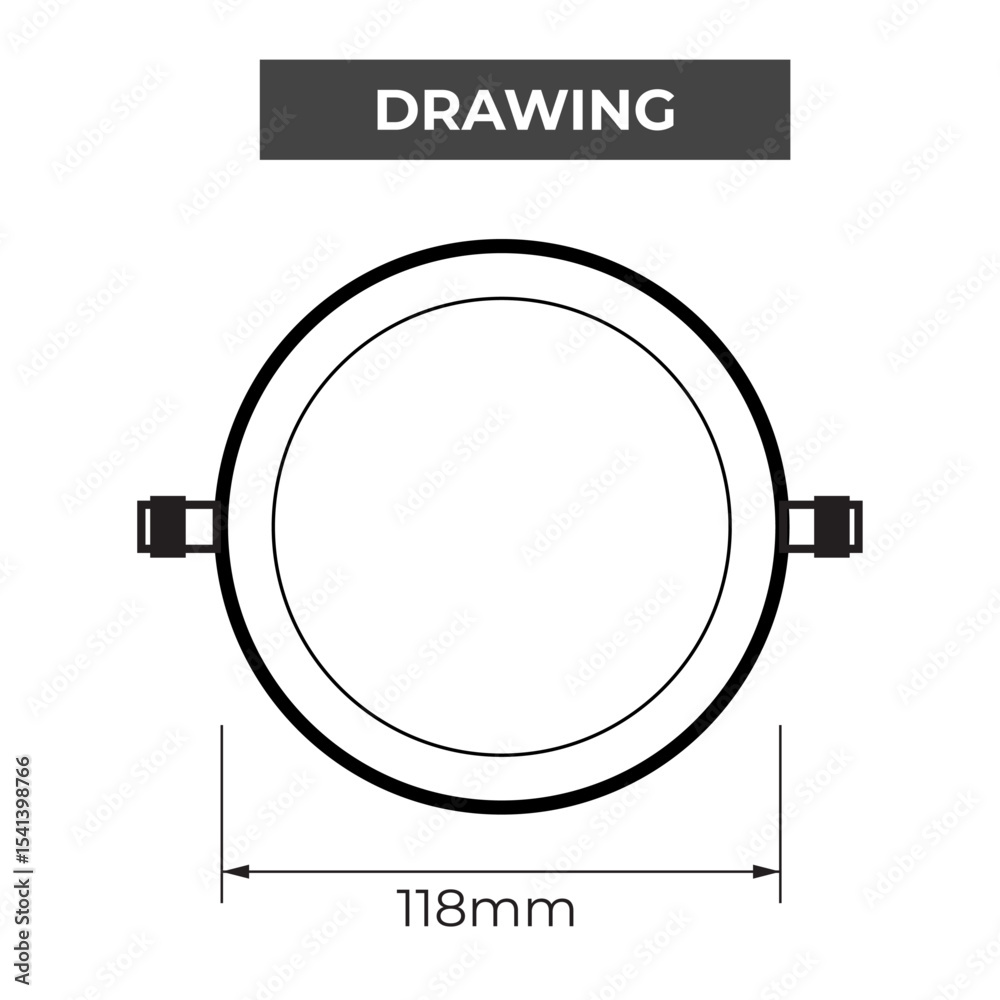 Fototapeta premium Drawing LED Slim Round Recessed Downlight