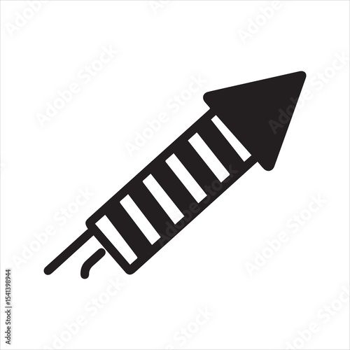 Firework Rocket Silhouette Icon for Celebration and Festival Design