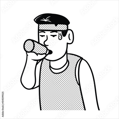 Lineart Drink Water Sports Avatar Minimalist Lineart Style