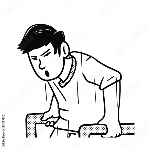 Lineart Dips Workout Avatar Minimalist Lineart Style