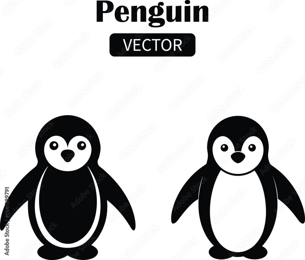 Naklejka premium Cute Penguin Vector Cartoon Illustration on White Background