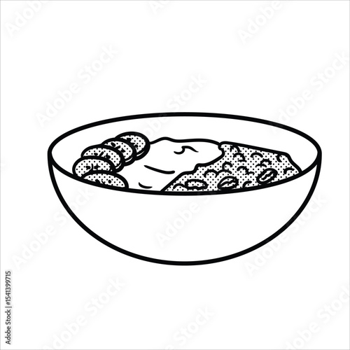 Lineart Smoothies Bowl Icon Minimalist Lineart Style