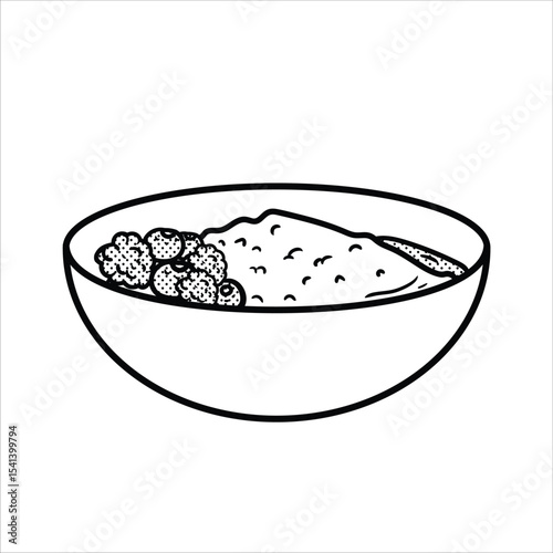 Lineart Oatmeal Icon Minimalist Lineart Style