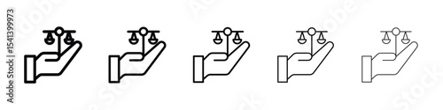 Justice scales in Hand icon for mobile concept and web design.
