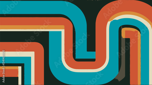 Colorful bands curve dynamically abstractly across dark backdrop creating visual design artistic texture