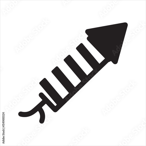 Firework Rocket Silhouette Icon for Celebration and Festival Design