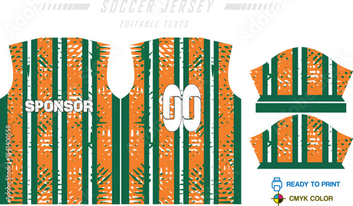 Fabric textile design for Sport t-shirt, Soccer jersey design for football club. uniform front view