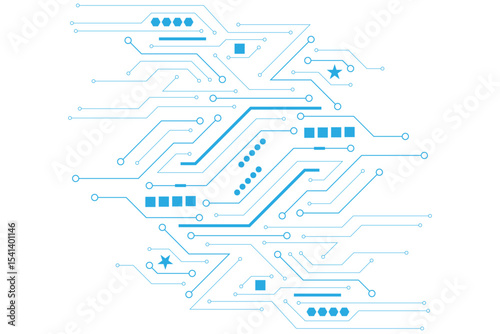 Abstract blue computer technology background with circuit board and circle tech.illustration for elements