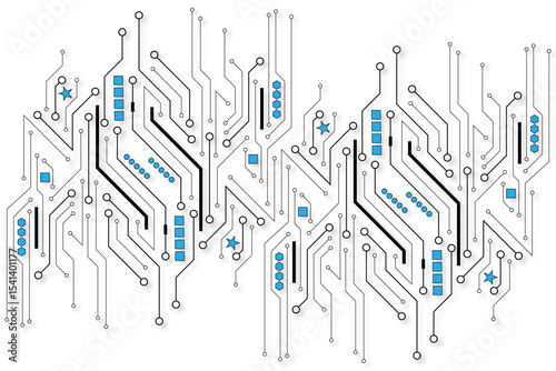 Gray abstract futuristic technology circuit board background. Digital technology technological concept grey wide banner. Vector illustration