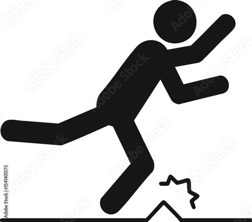 Posters warning of falling because the floor is uneven