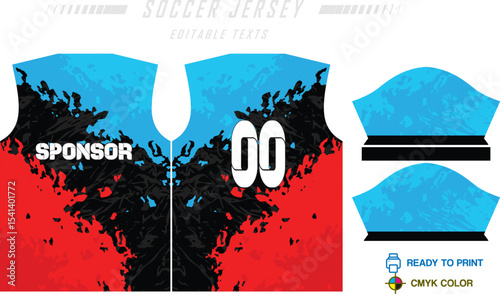 Fabric textile design for Sport t-shirt, Soccer jersey design for football club. uniform front view