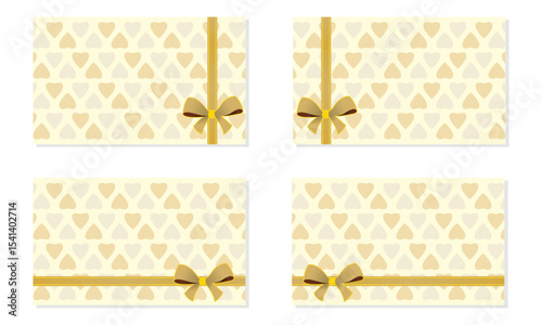 Gold ribbon love card set template vector design. Perfect for valentine card, love banquet, greeting card background etc. 